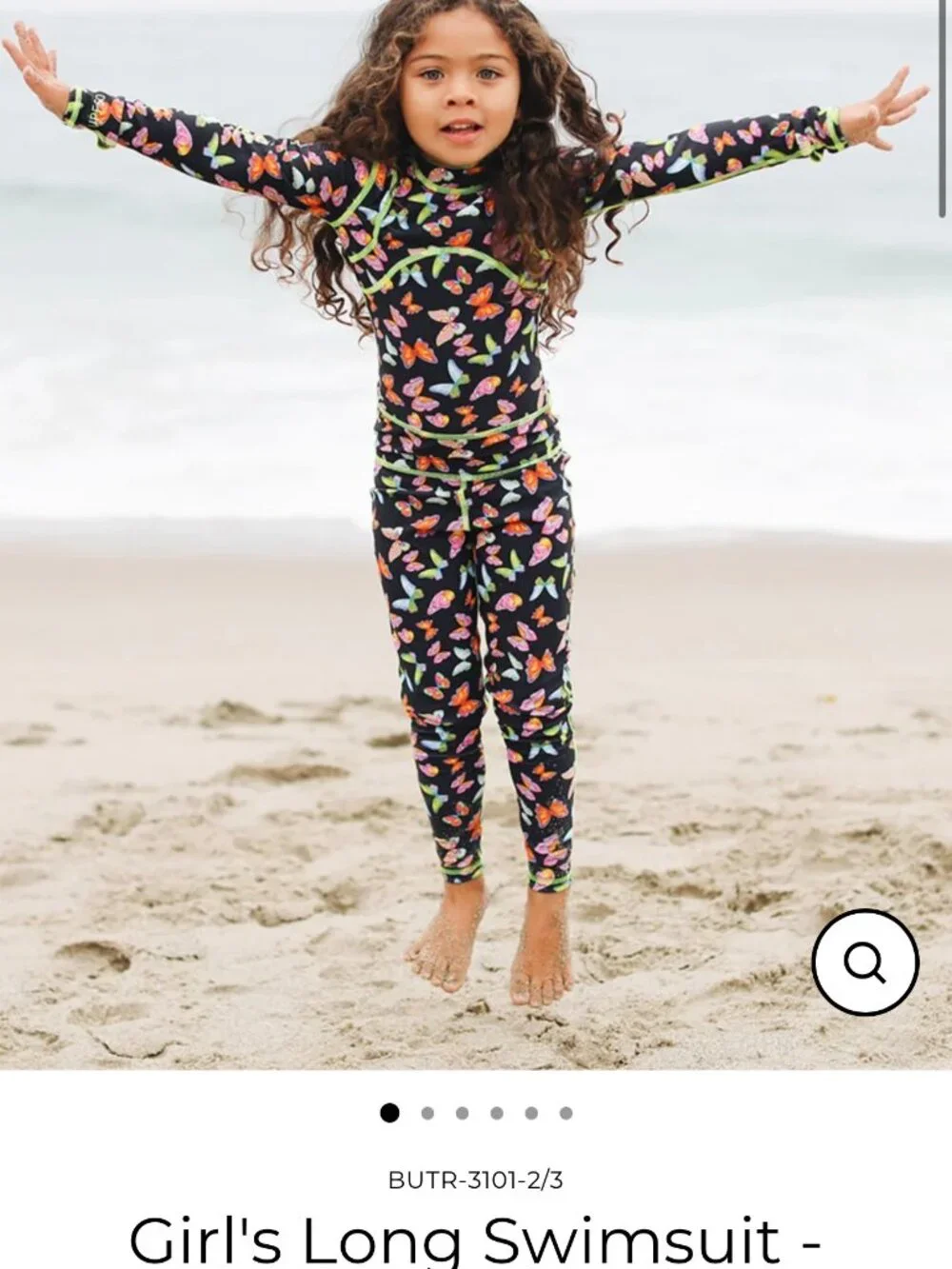 Tutublue Girls Butterfly Long Sleeve One Piece Swimsuit UPF 50+ Size 2/3 NWT